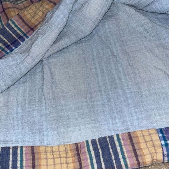 Free People (L) Voyage Shirtdress Plaid Gauzy textured in Sunrise Combo Pockets - Picture 15 of 16